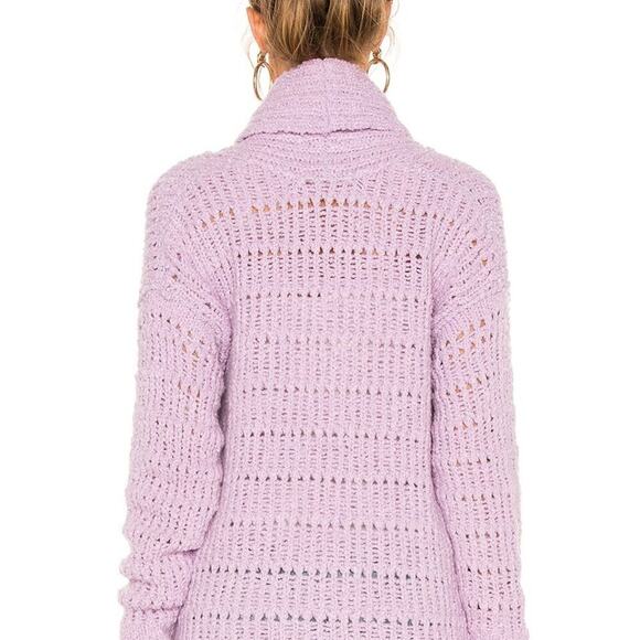 Free People Lavender Chunky Knit Cardigan Wool Blend Open Front Oversized sz S - Picture 2 of 7